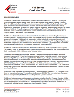CV for Neil Broom Expert Witness in Computer Forensics Investigations in Chicago